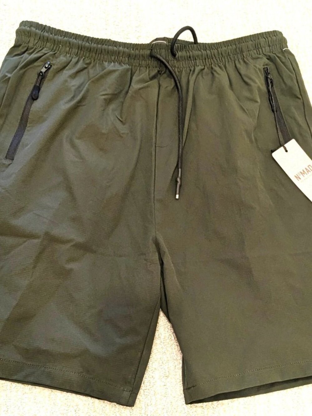 Nomad by Craft + Flow Mens Athletic Shorts Large Olive Green Drawstring NWT